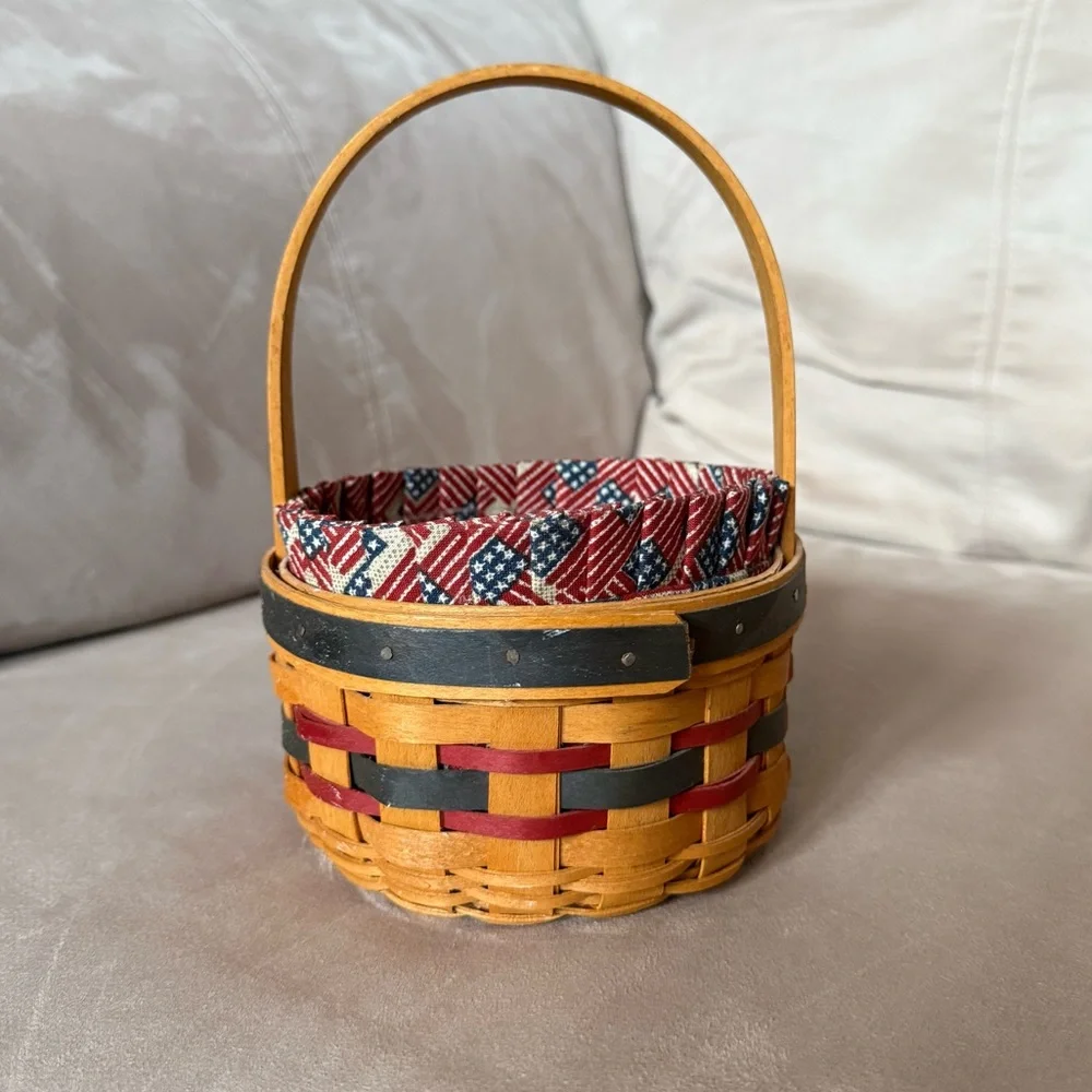 Longaberger Basket 1997 Inaugural Patriotic Blue and Red Liner USA America